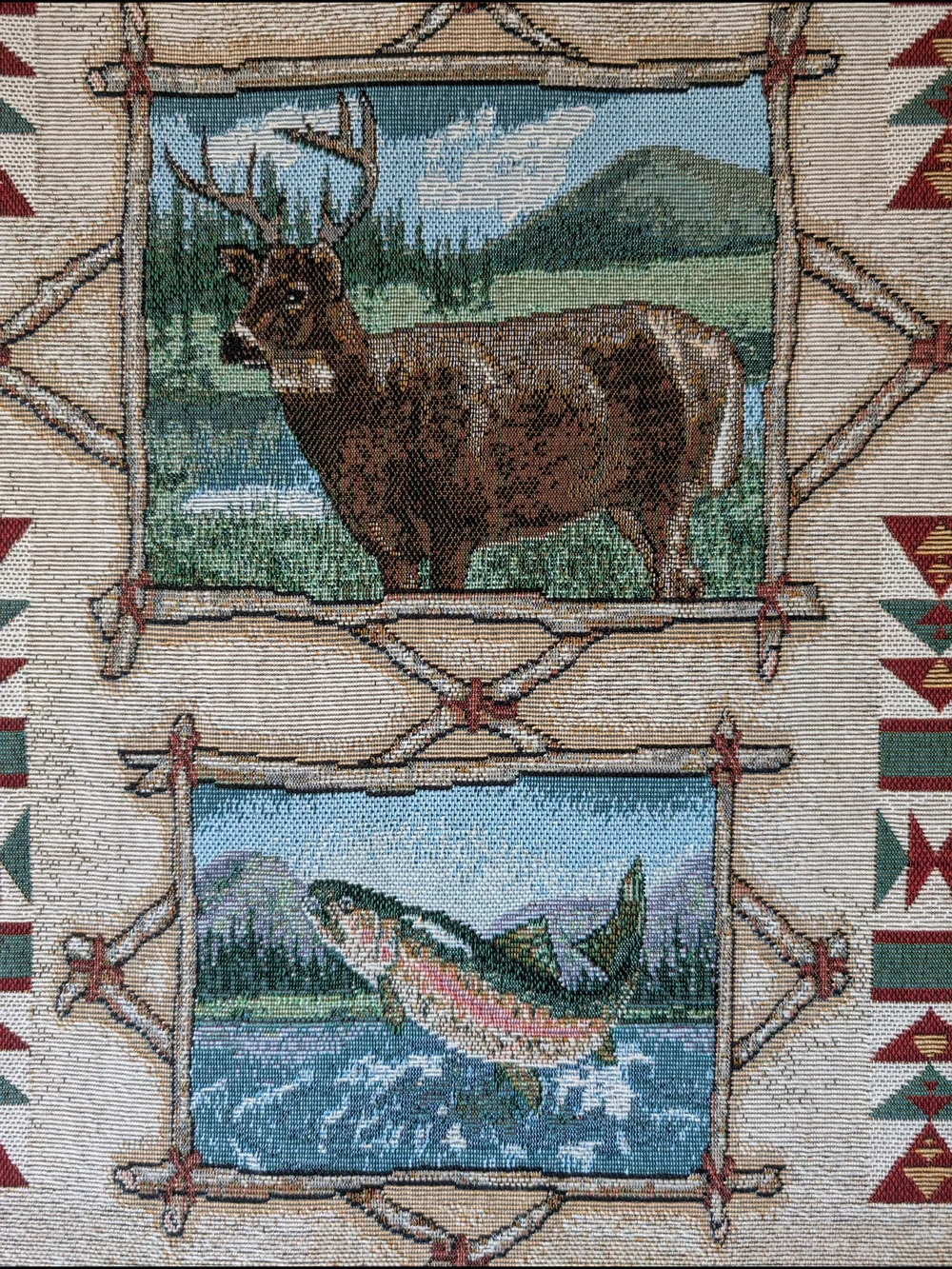Southwestern Red and Teal Wildlife Tapestry Wall Hanging